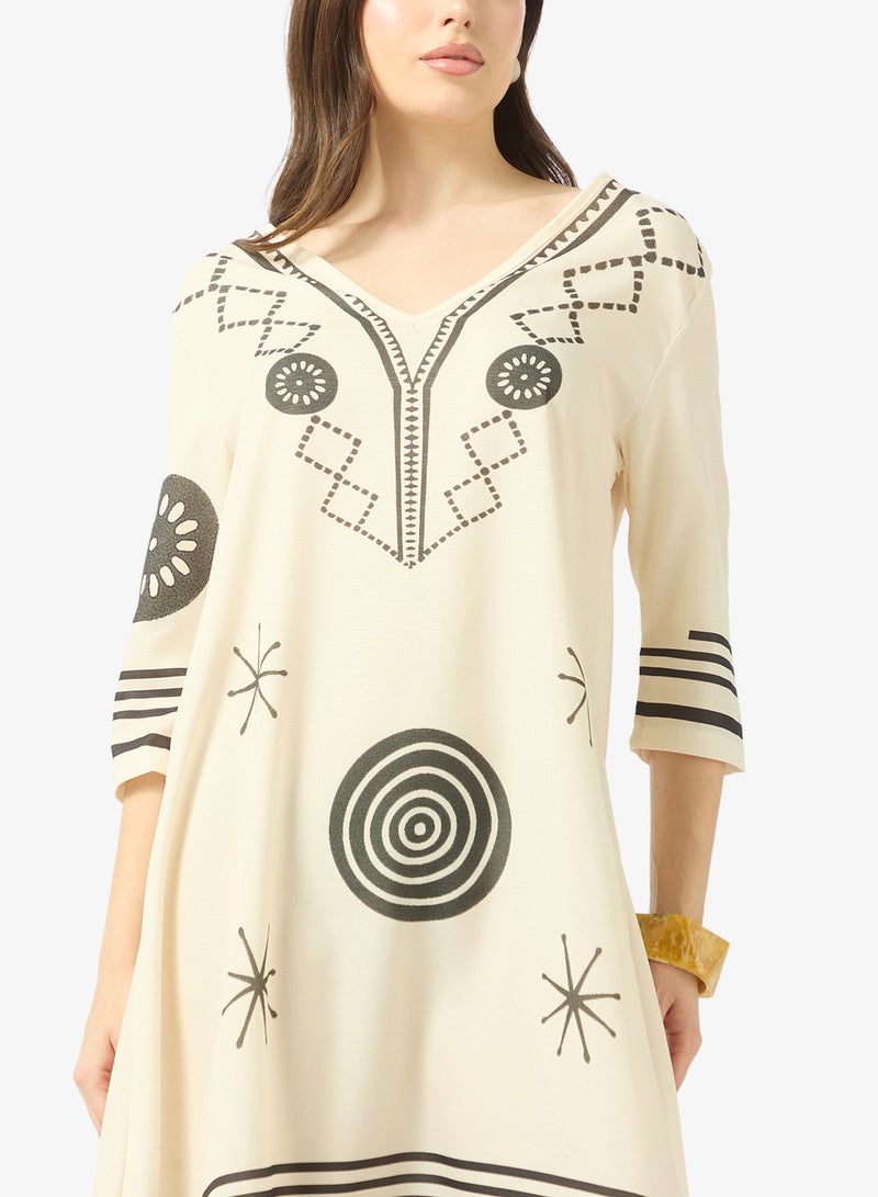 Ginger V Neck Monochrome Kaftan Beach Dress - Image 3